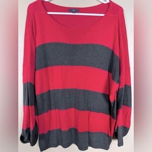 GAP lightweight oversized red and black striped sweater. Women’s size Small
